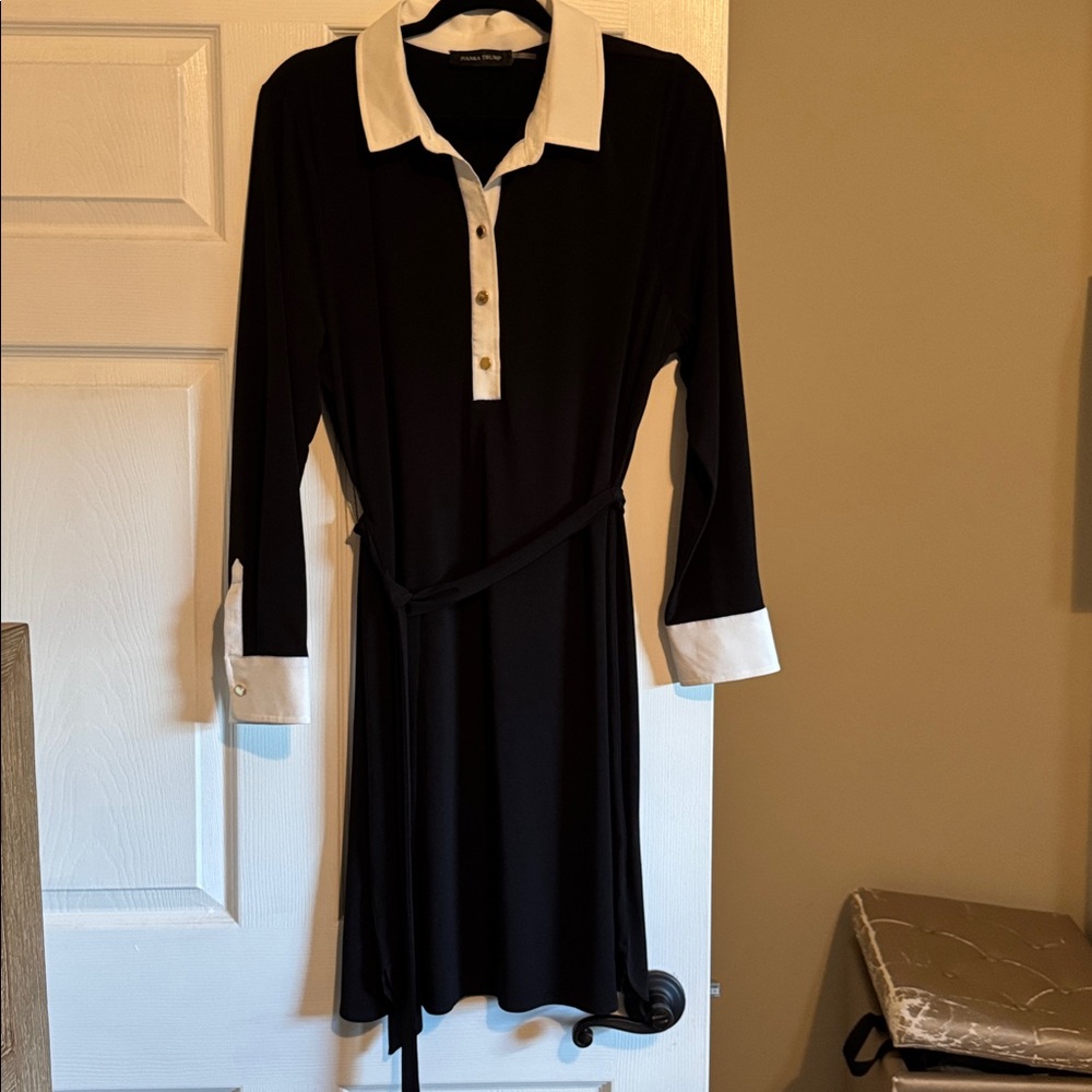 Ivanka Trump Black and White Long Sleeve Dress